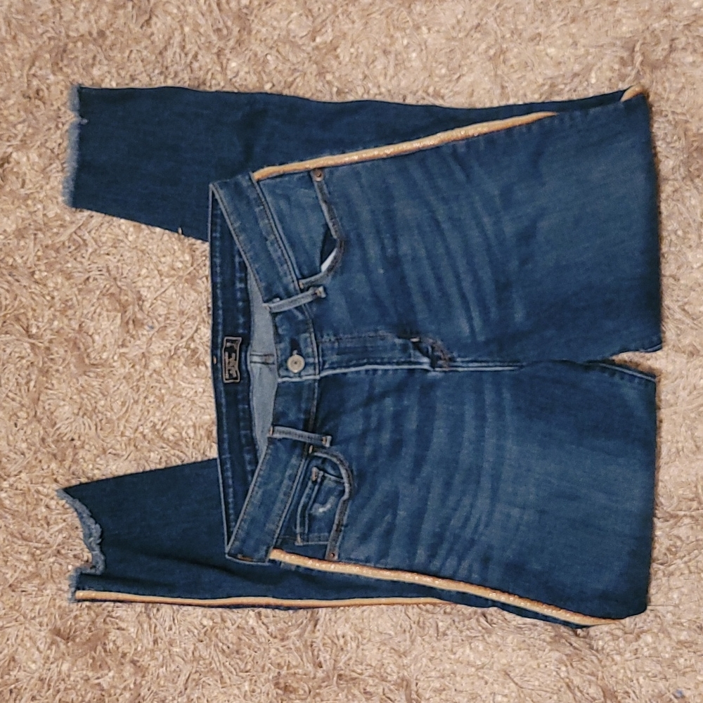 Abercrombie & Fitch, Size 28/6L, Harper Low Rise Ankle Jean's with Yellow Detail